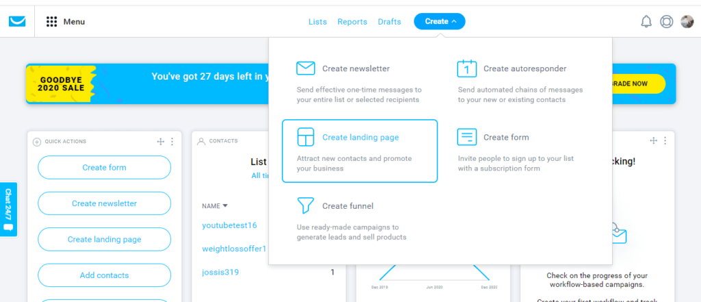 Getresponse Tutorial 2021 For Beginners To Email Marketing. 4 crating a landing page