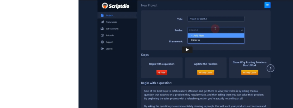 Scriptdio dashboard